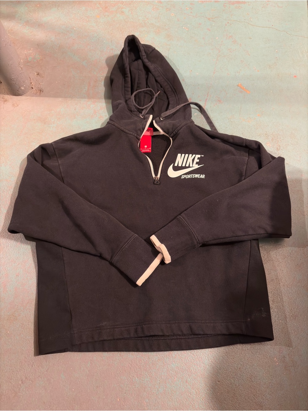 Nike Black Pullover Hoodie with White Sportswear Logo